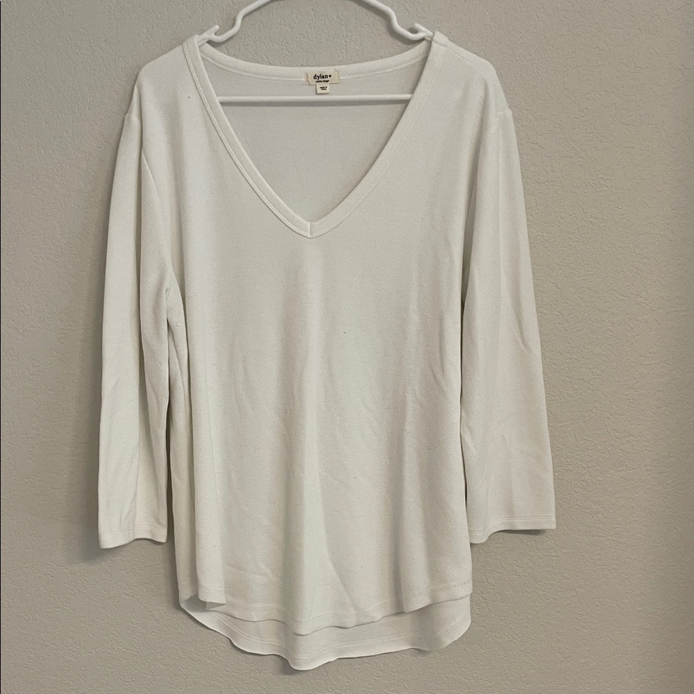 Dylan Cream V-Neck Long Sleeve Top
